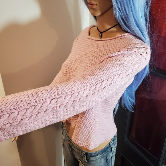 Garage Cropped Braid Crochet Sweater - Picture 3 of 6